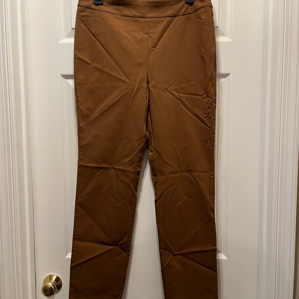 JM Collection Women's Brown Cognac Slim Pants